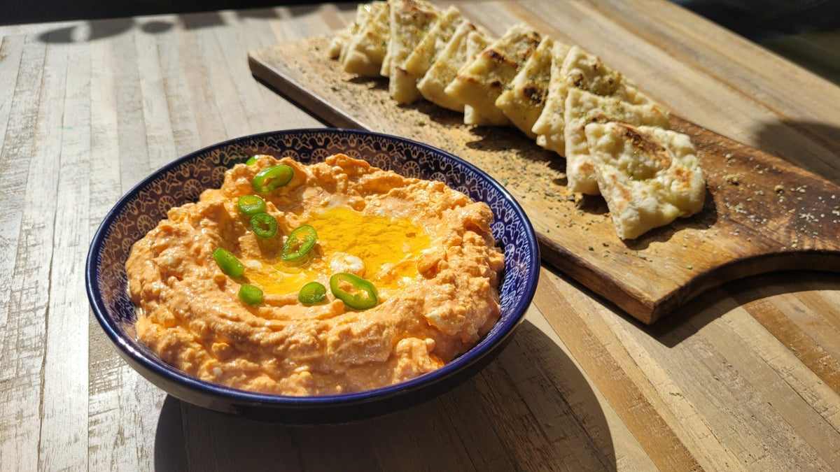 Recette tirokafteri : dip de feta et poivron grillé